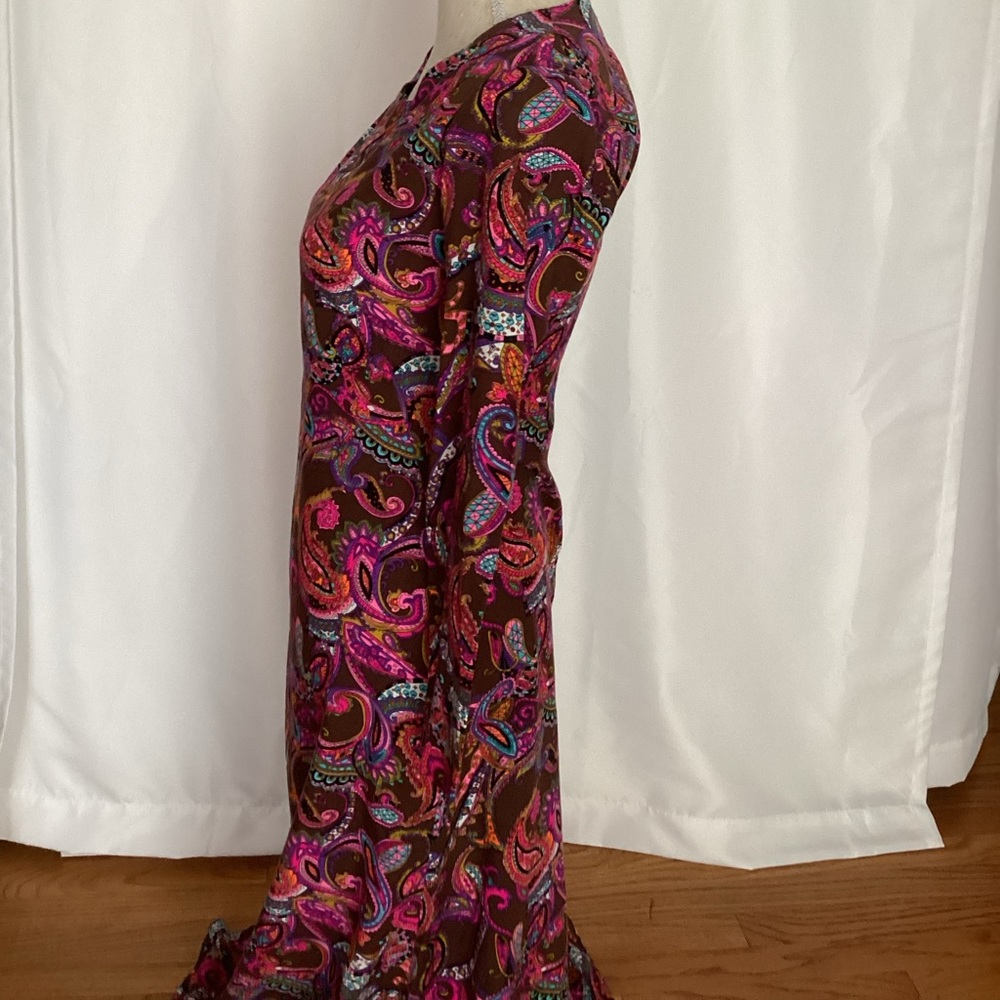 Vintage palsy print pink and brown dress - Picture 5 of 10